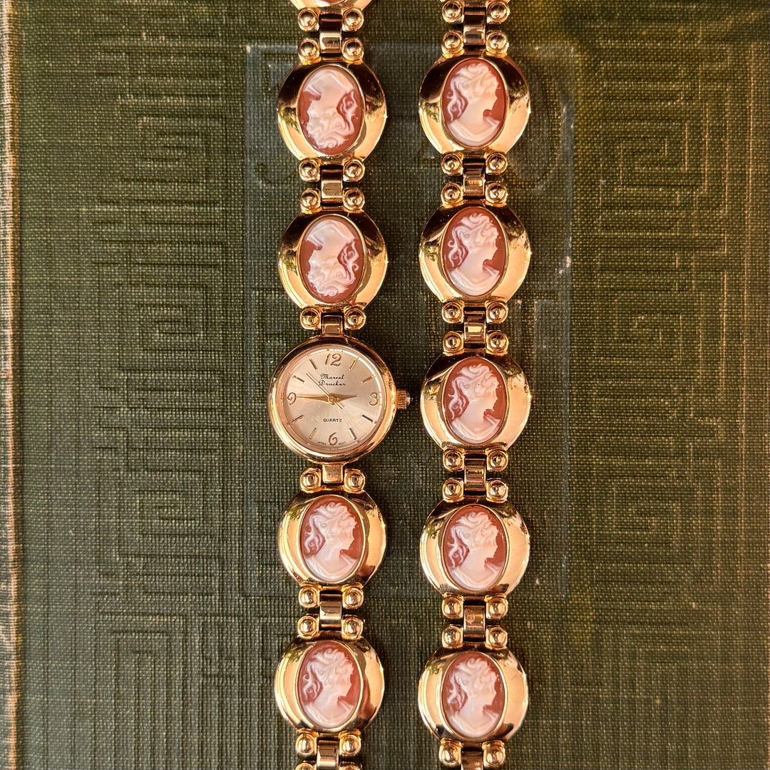 Gold Cameo Watch with Matching Bracelet