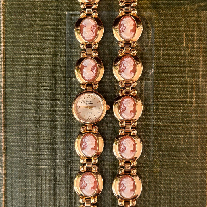 Gold Cameo Watch with Matching Bracelet