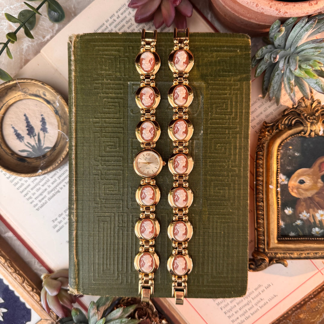 Gold Cameo Watch with Matching Bracelet