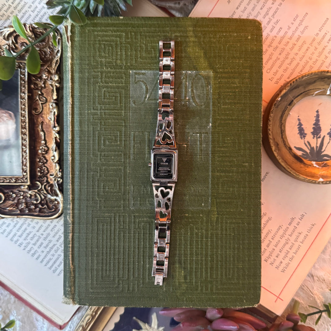 Silver Heart Watch with Rhinestones