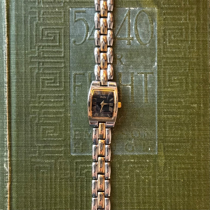 Two Tone Watch with Black Face