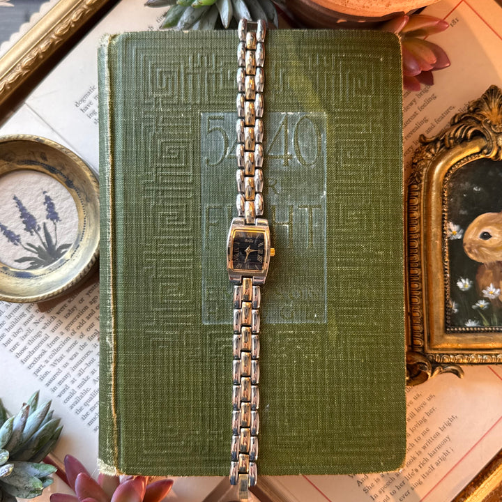 Two Tone Watch with Black Face