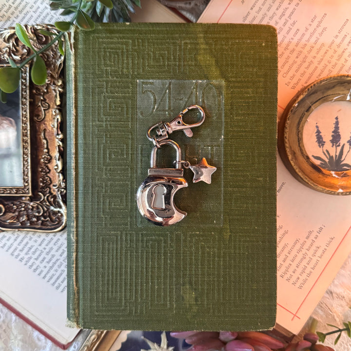 Silver Star & Moon Key Charm Watch Charm