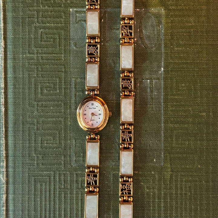 Gold Jade Watch with Matching Bracelet