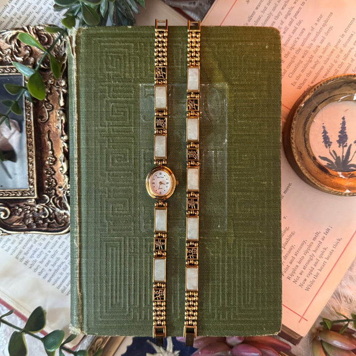 Gold Jade Watch with Matching Bracelet