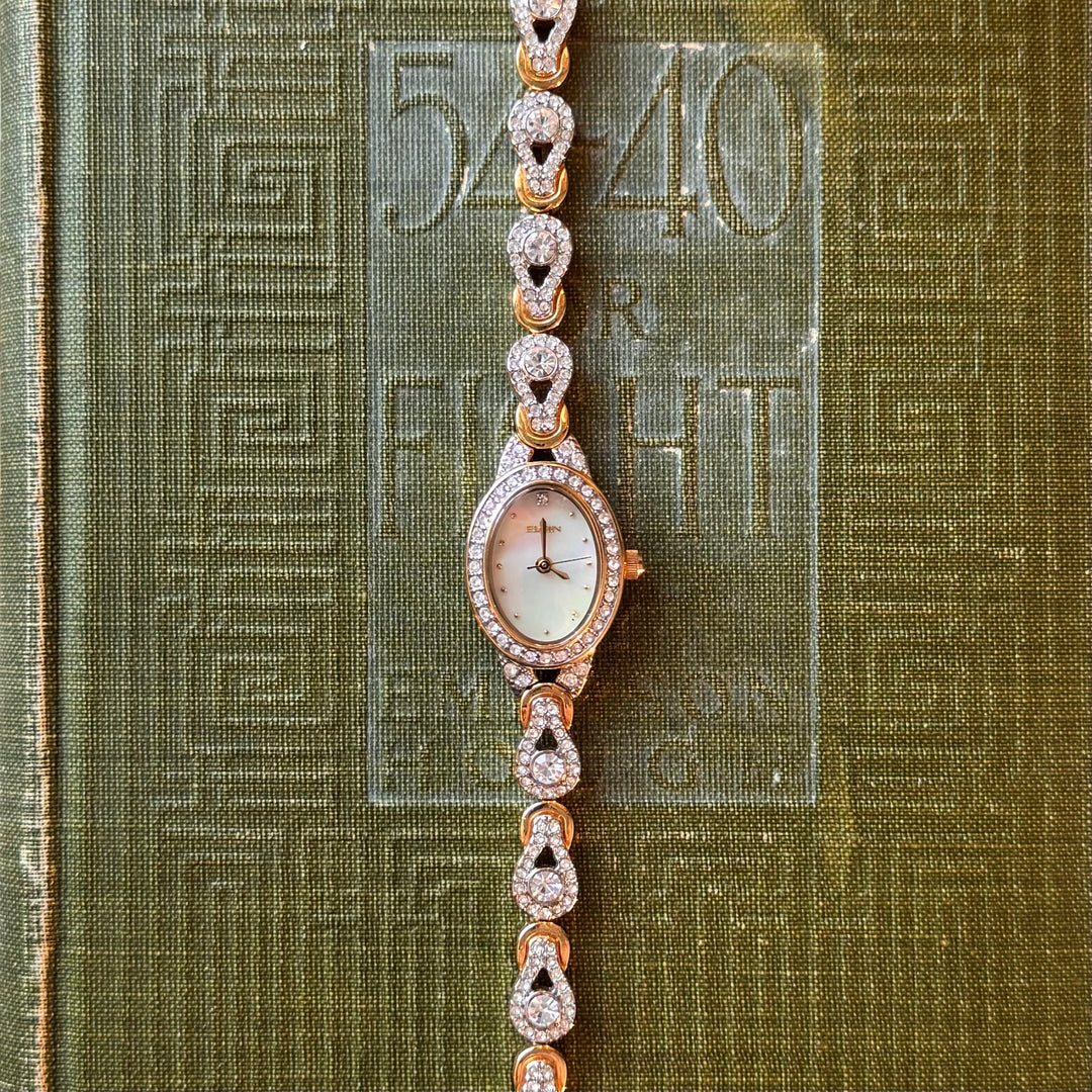 Two Tone Watch with Rhinestones