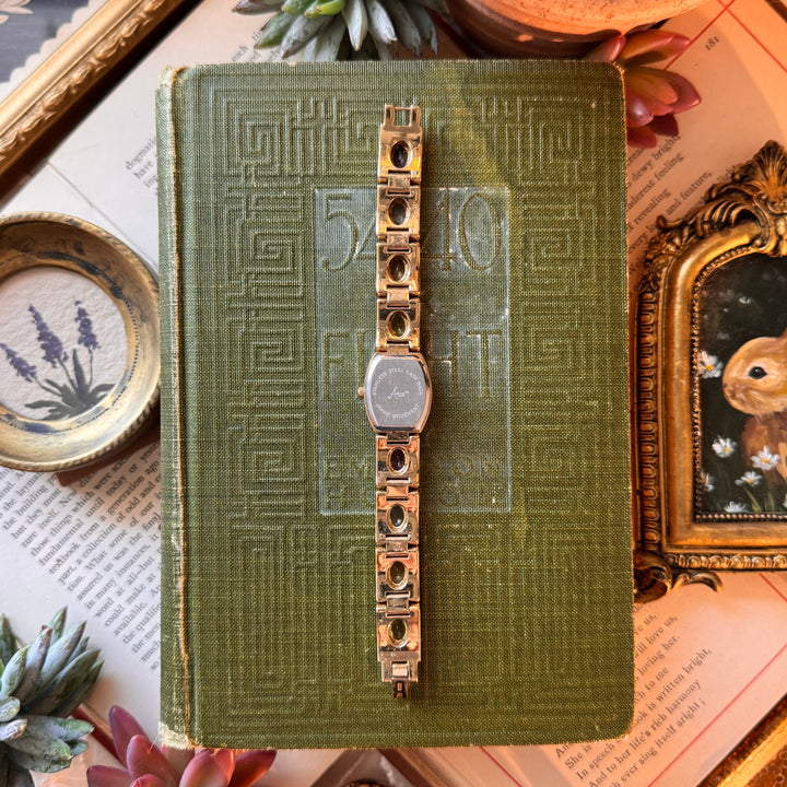 Gold Watch with Multicolored Stones