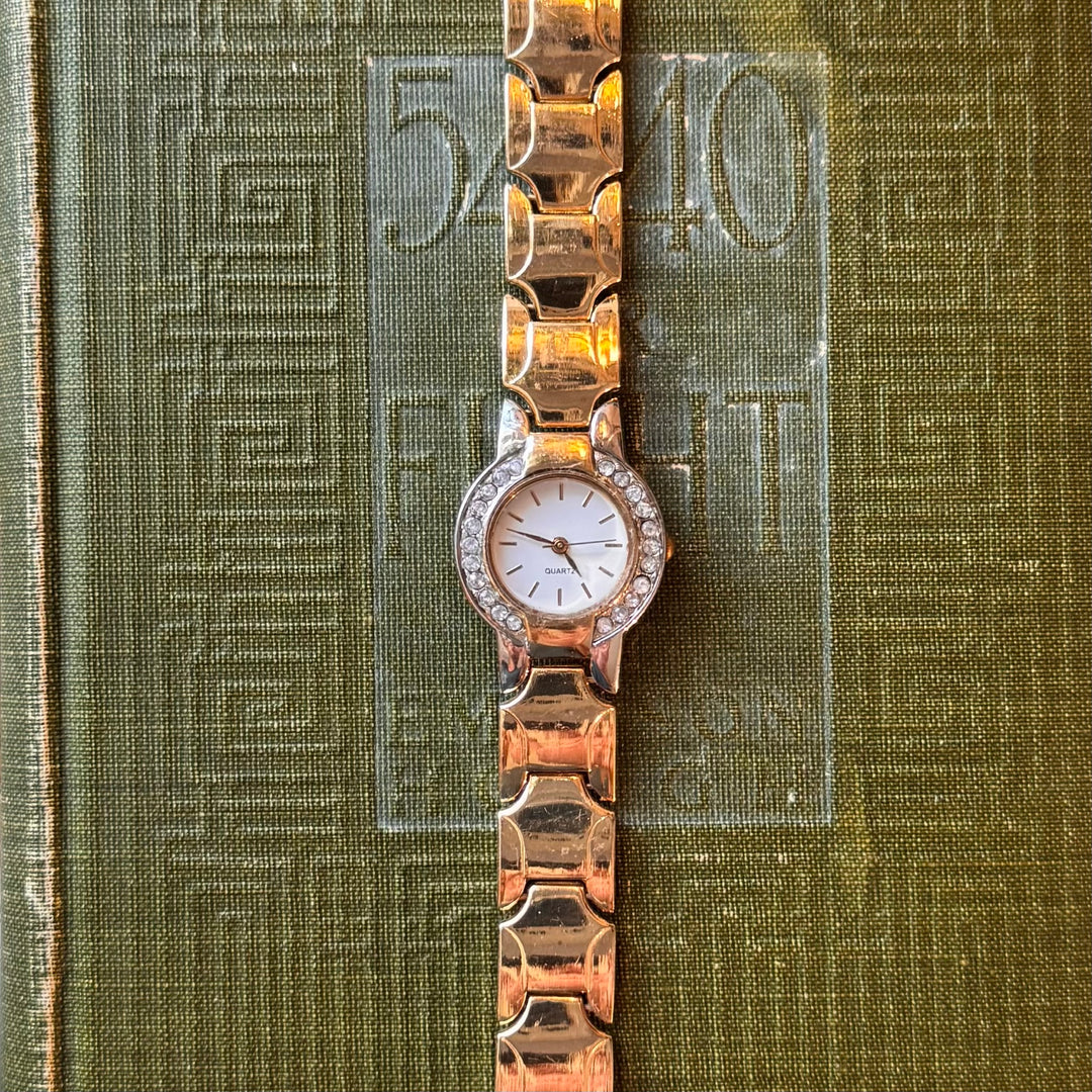 Two Tone Watch with Rhinestones