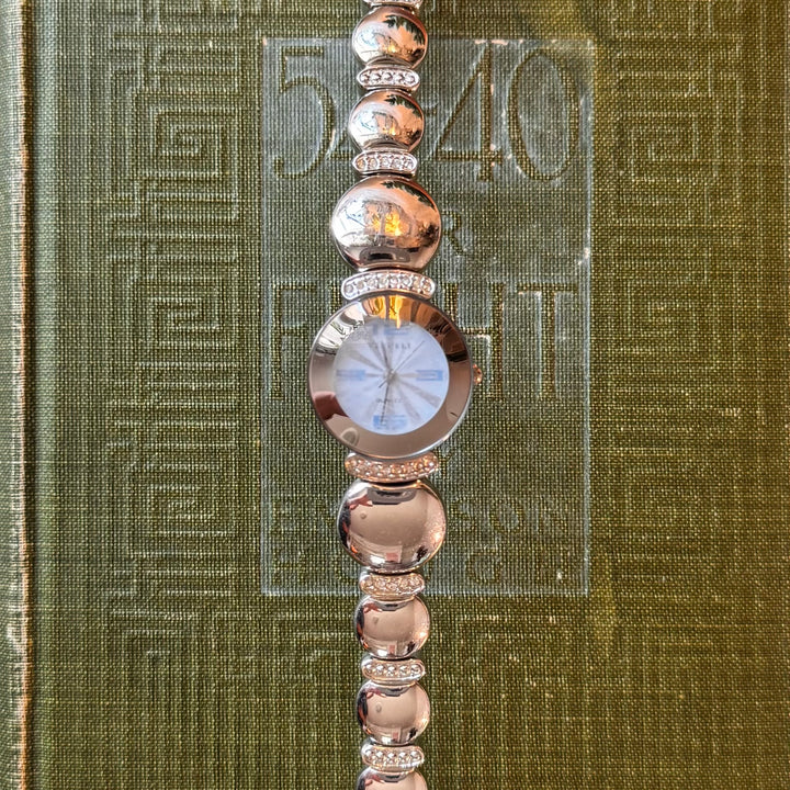 Silver Watch with Blue Face