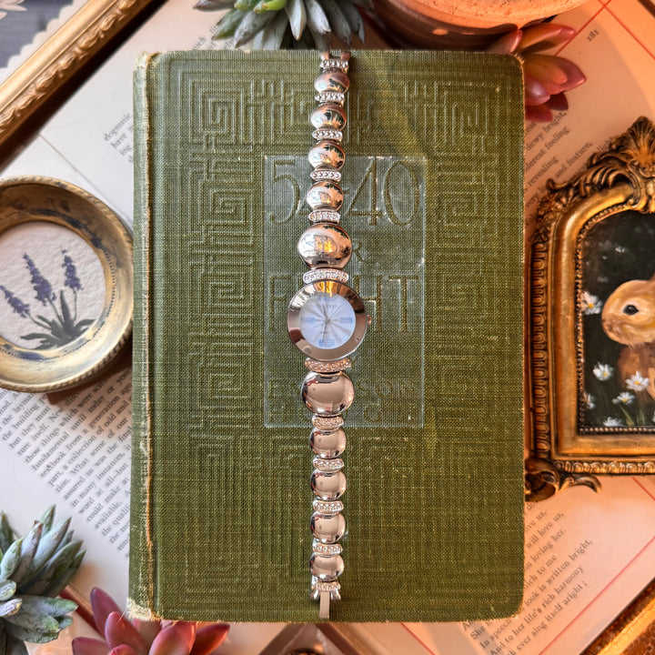 Silver Watch with Blue Face