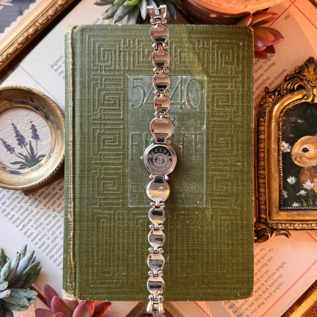 Silver Watch with Blue Face