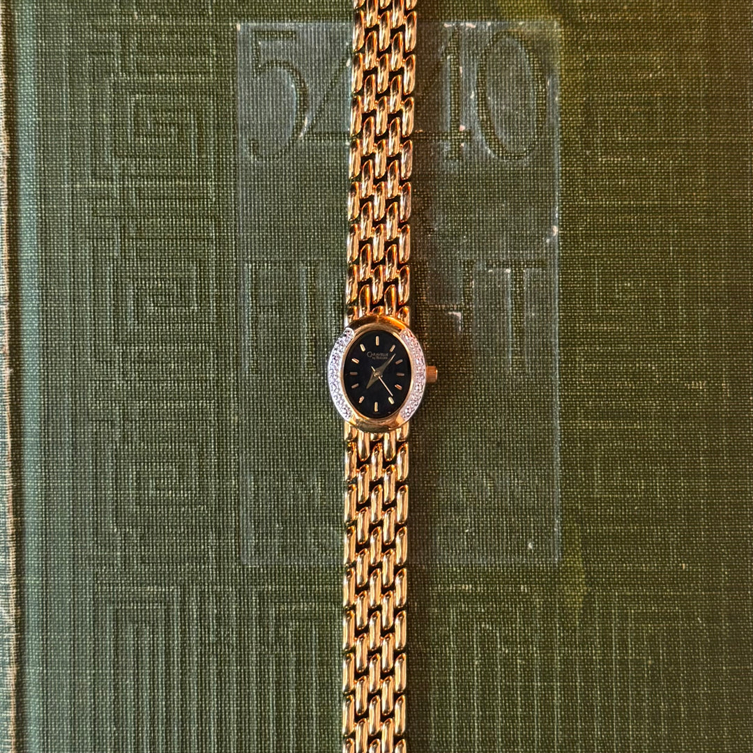 Two Tone Watch with Black Face