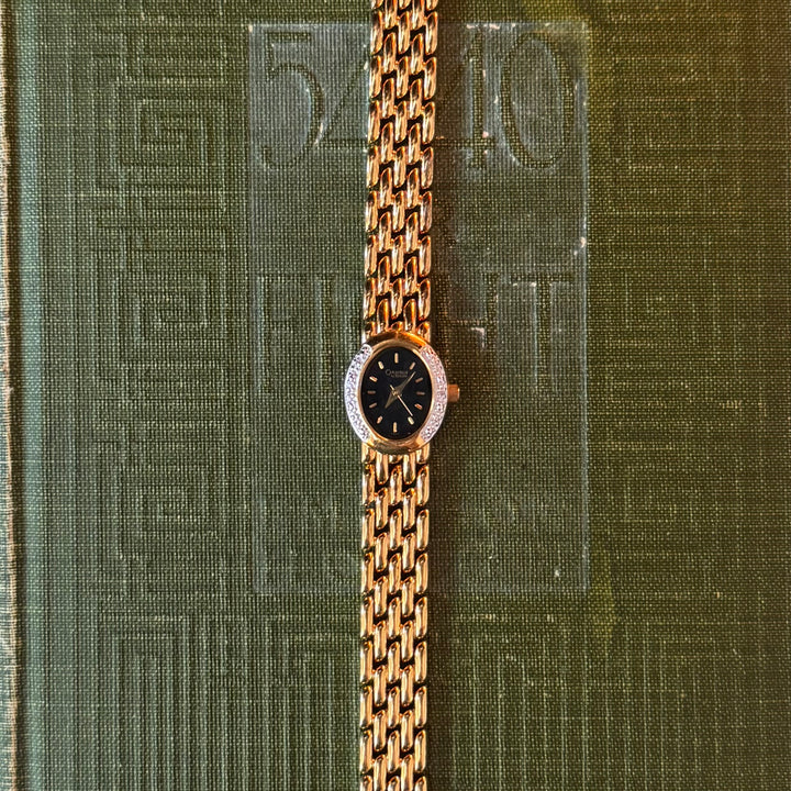 Two Tone Watch with Black Face
