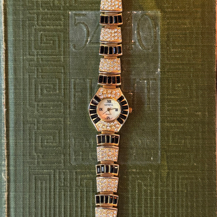 Gold Watch with Rhinestones