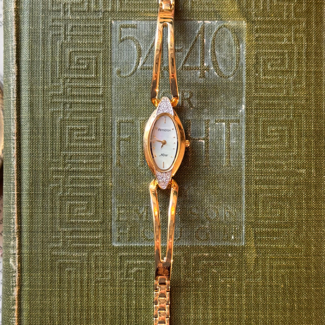 Gold Watch with Rhinestones