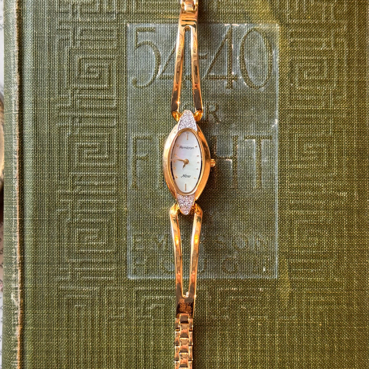 Gold Watch with Rhinestones