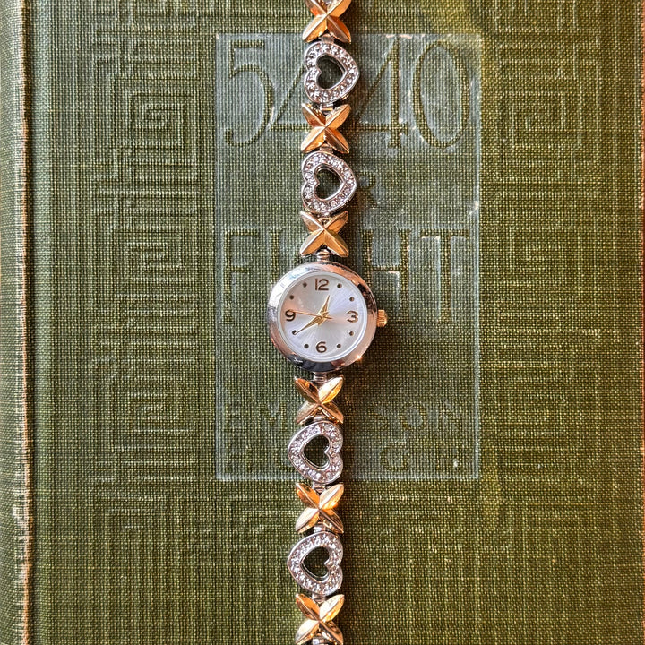 Two Tone Heart and "X" Watch