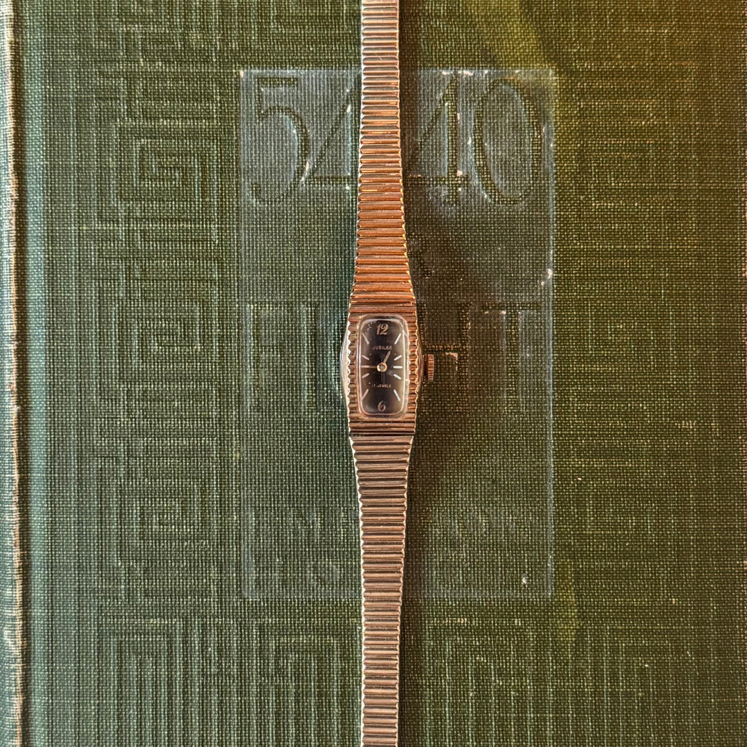 Gold Watch with Black Face
