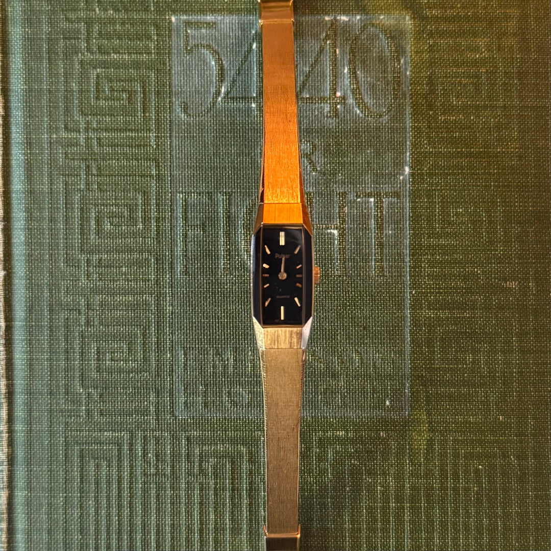 Gold Watch with Black Face