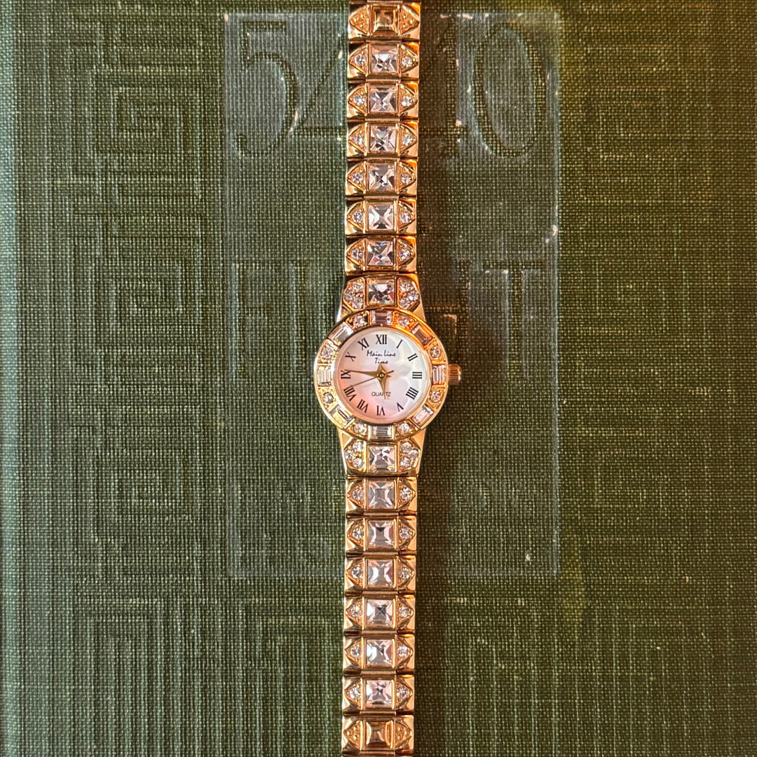 Gold Watch with Rhinestones