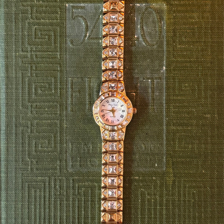 Gold Watch with Rhinestones