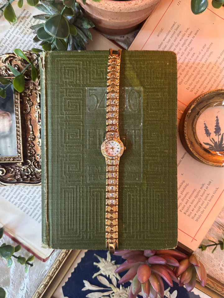 Gold Watch with Rhinestones