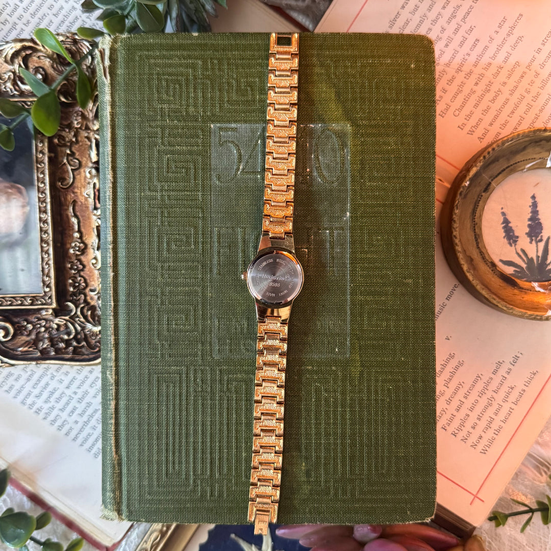 Gold Watch with Rhinestones