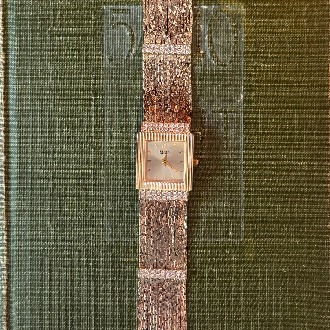 Gold Watch with Rhinestones