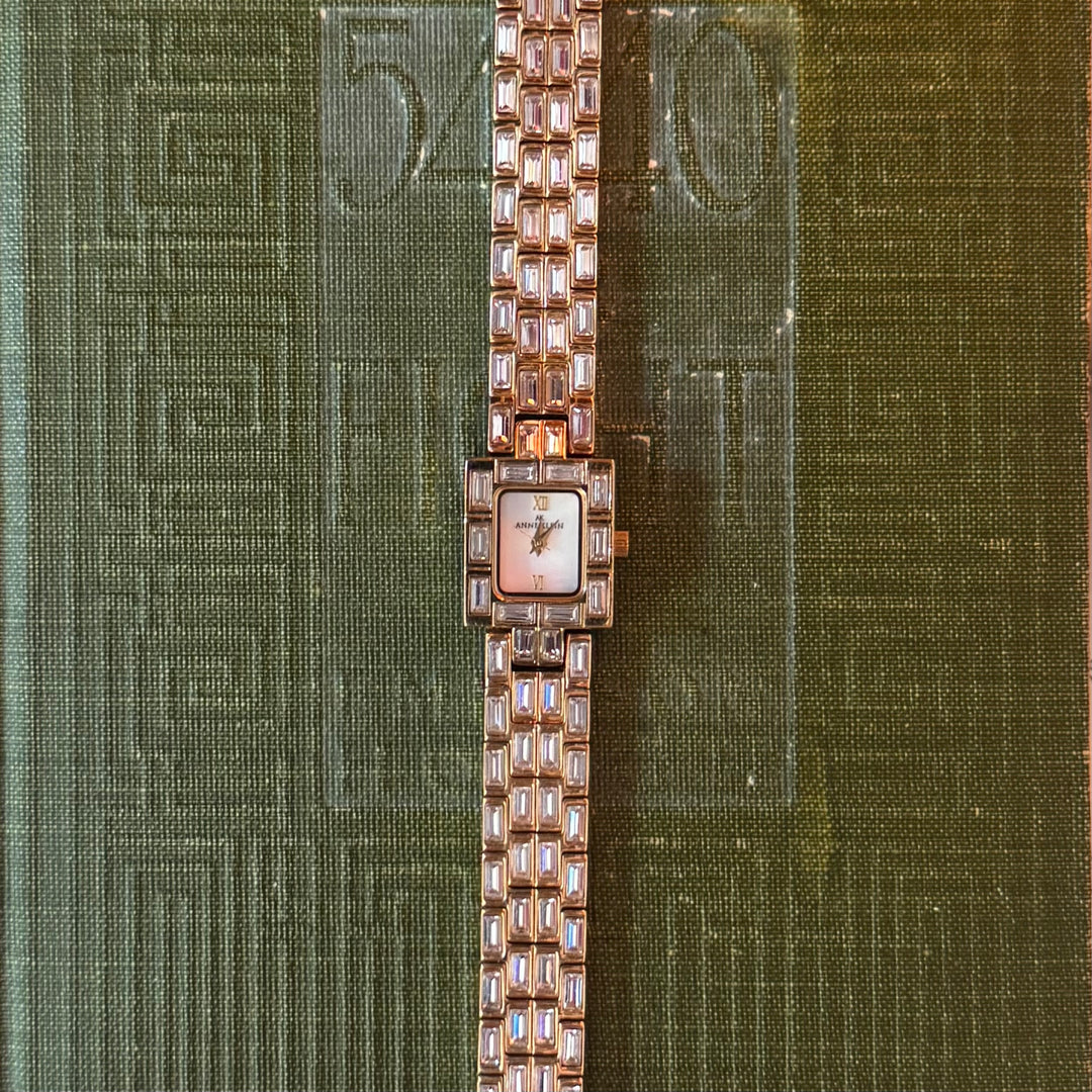 Gold Watch with Rhinestones