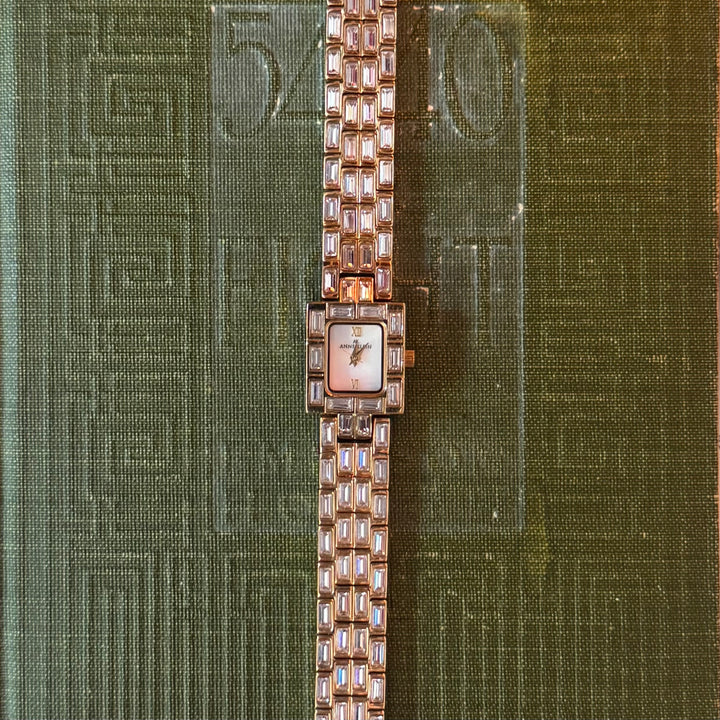 Gold Watch with Rhinestones