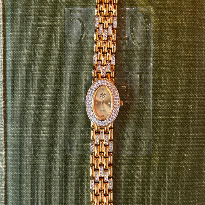 Gold Watch with Rhinestones
