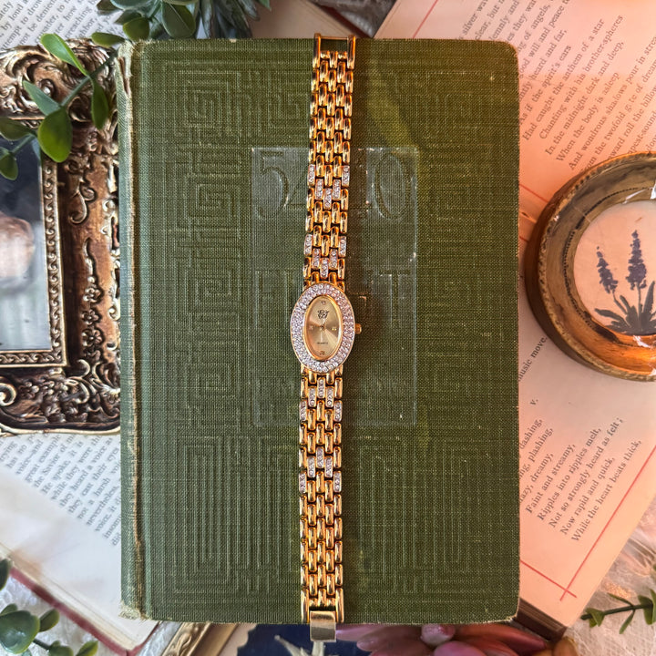 Gold Watch with Rhinestones