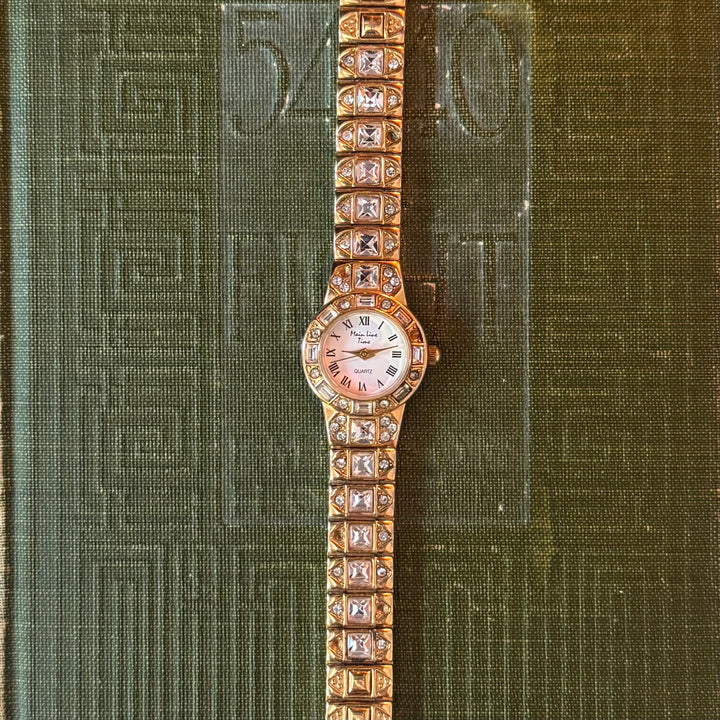 Gold Watch with Rhinestones
