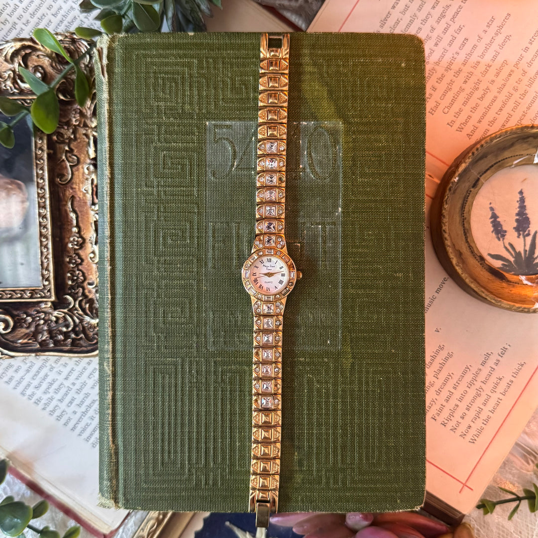 Gold Watch with Rhinestones