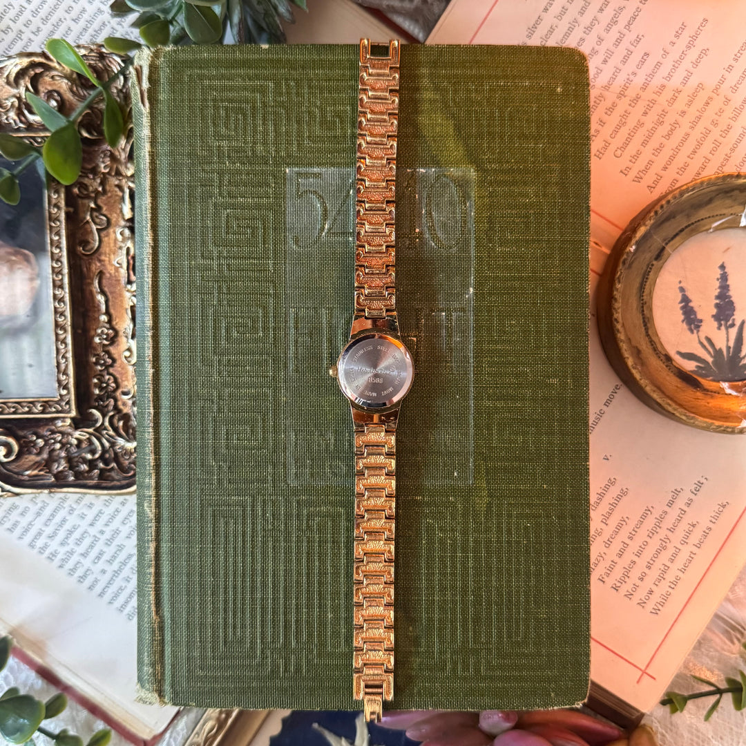 Gold Watch with Rhinestones