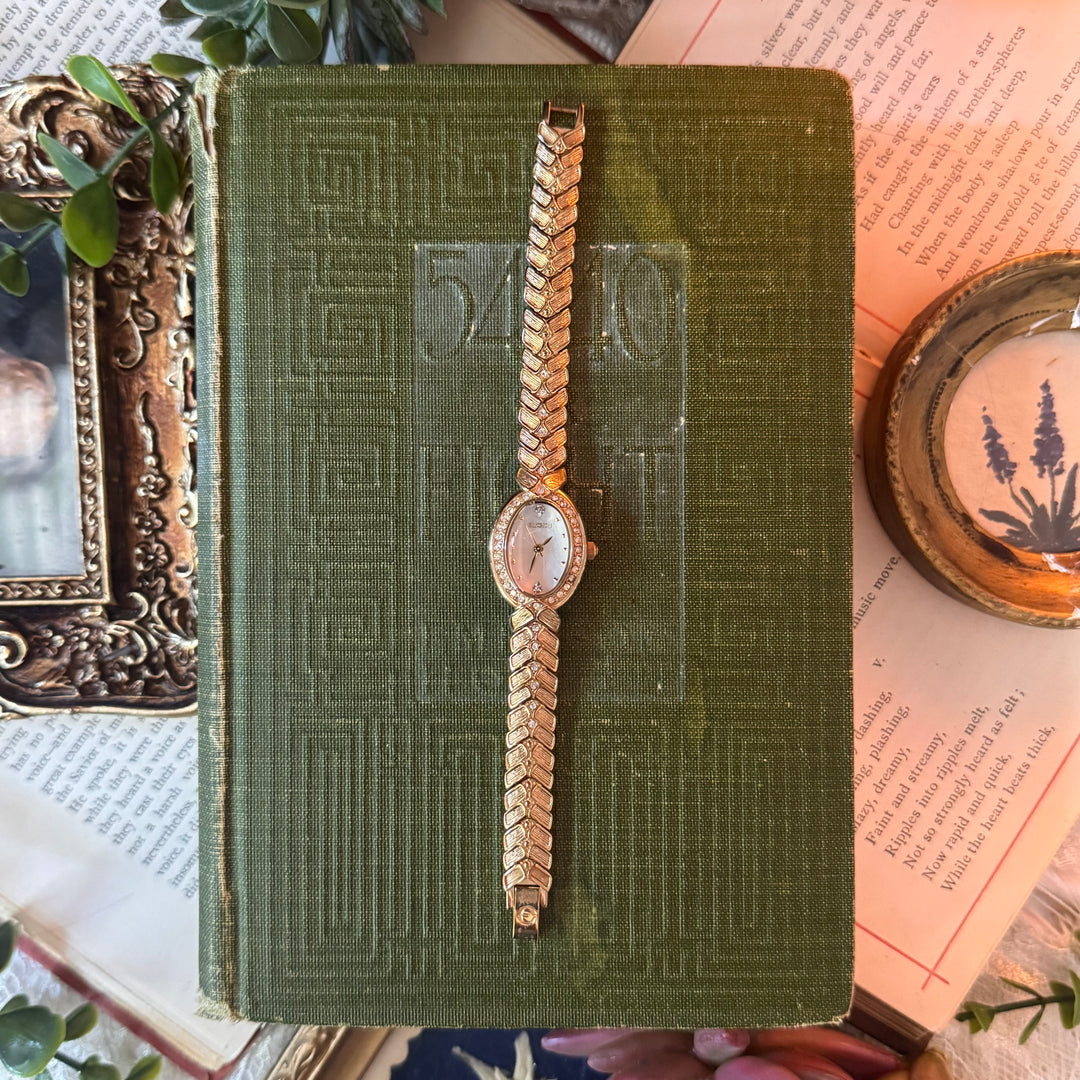Gold Watch with Rhinestones