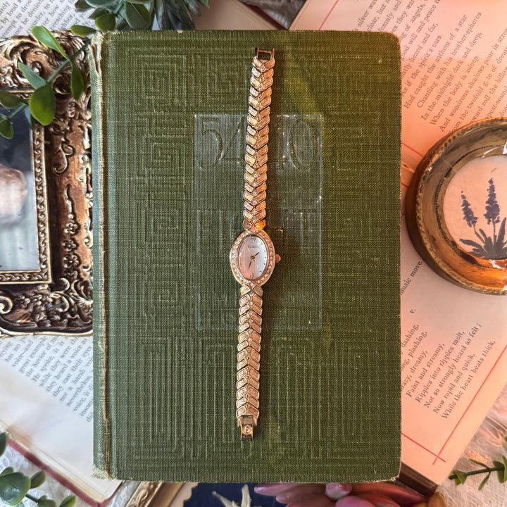 Gold Watch with Rhinestones