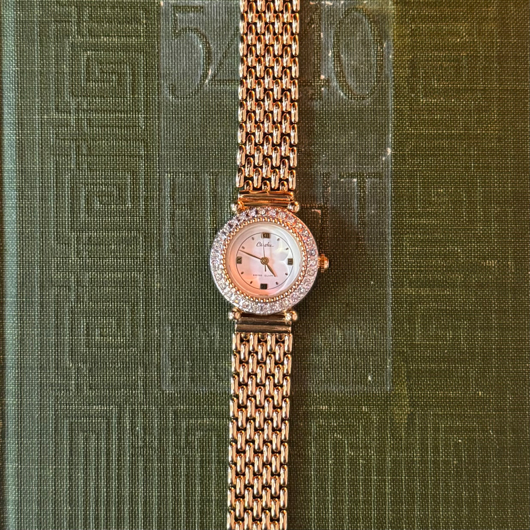 Gold Watch with Rhinestones