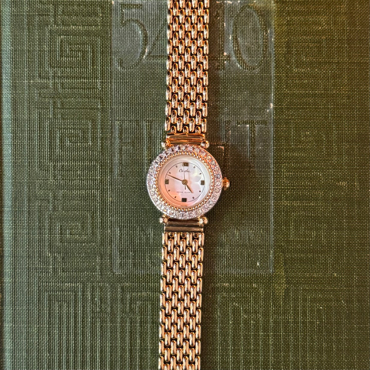 Gold Watch with Rhinestones