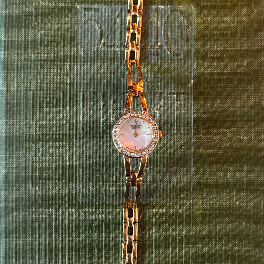 Gold Watch with Rhinestones