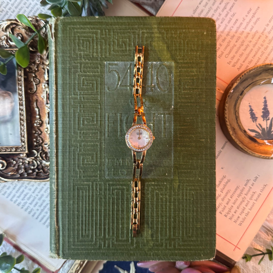 Gold Watch with Rhinestones
