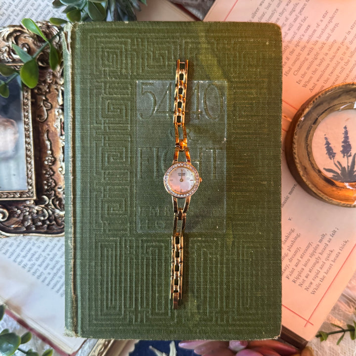 Gold Watch with Rhinestones