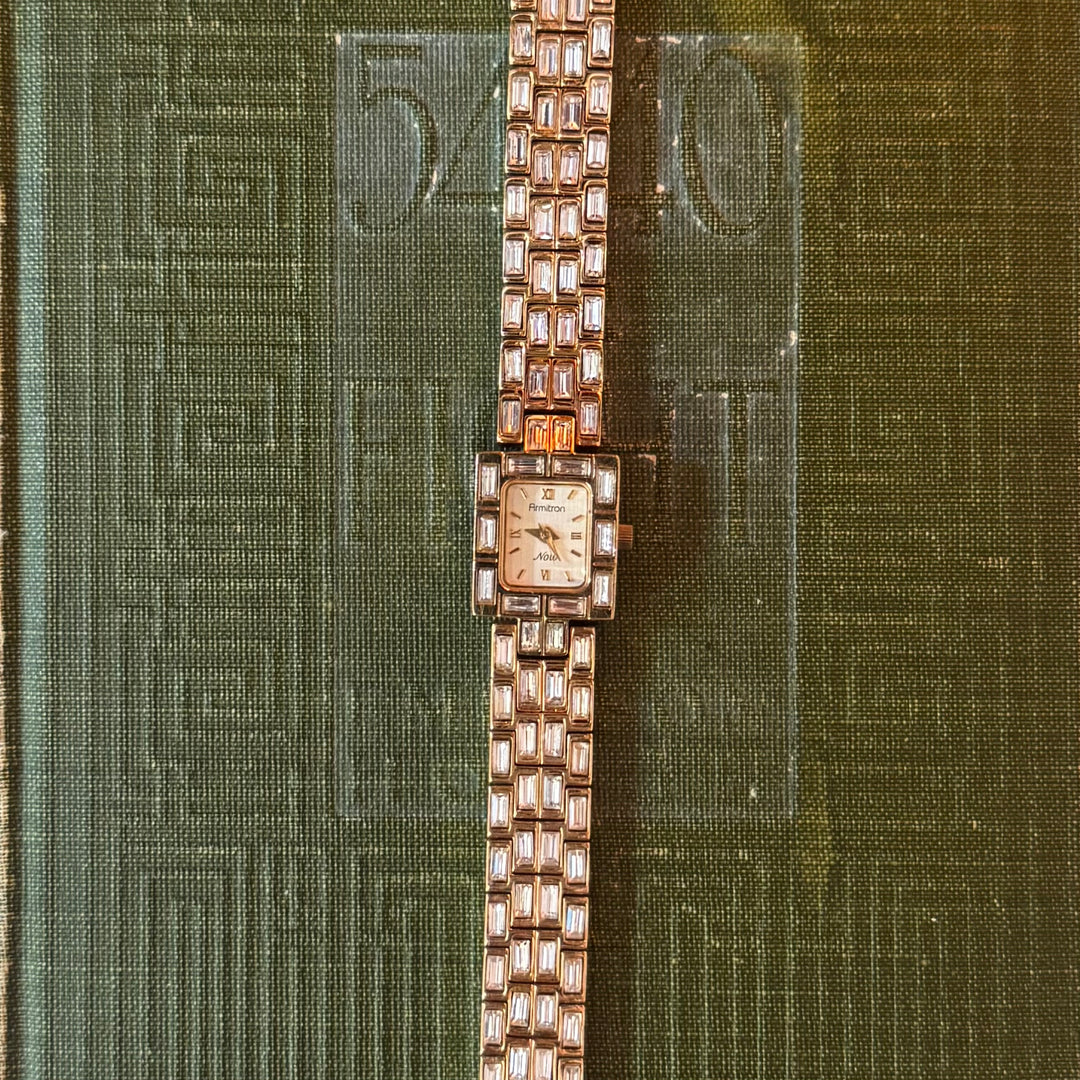 Gold Watch with Rhinestones