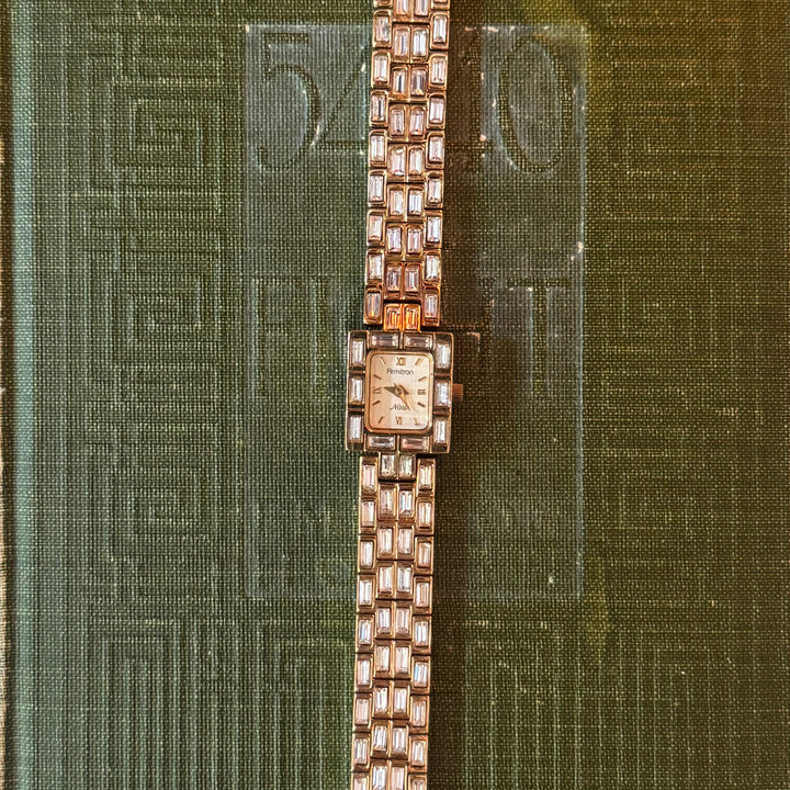 Gold Watch with Rhinestones