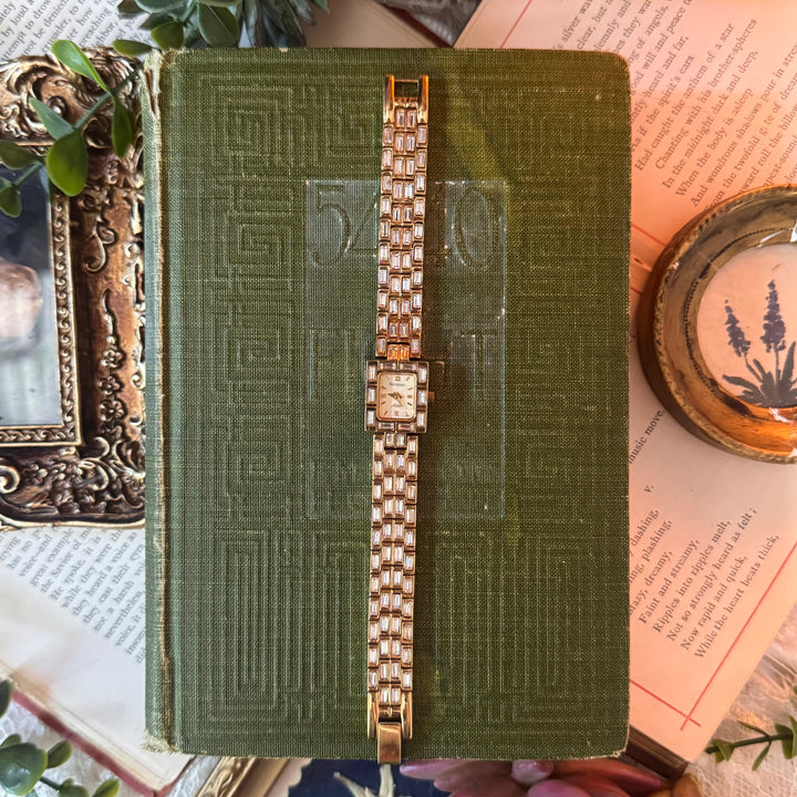Gold Watch with Rhinestones