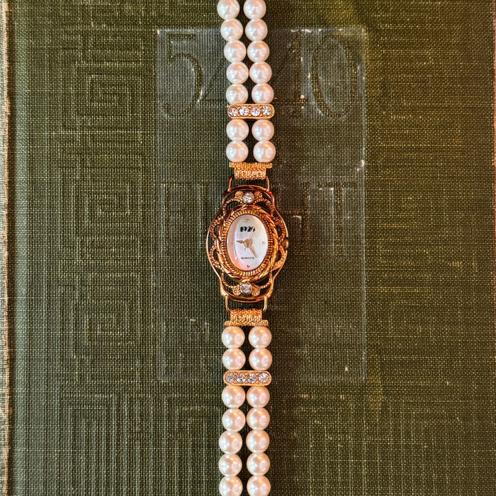 Gold Ornate Pearl Watch
