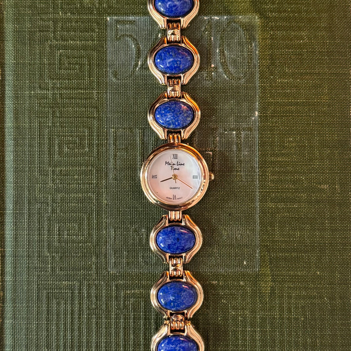 Gold Watch with Lapis Lazuli Stones
