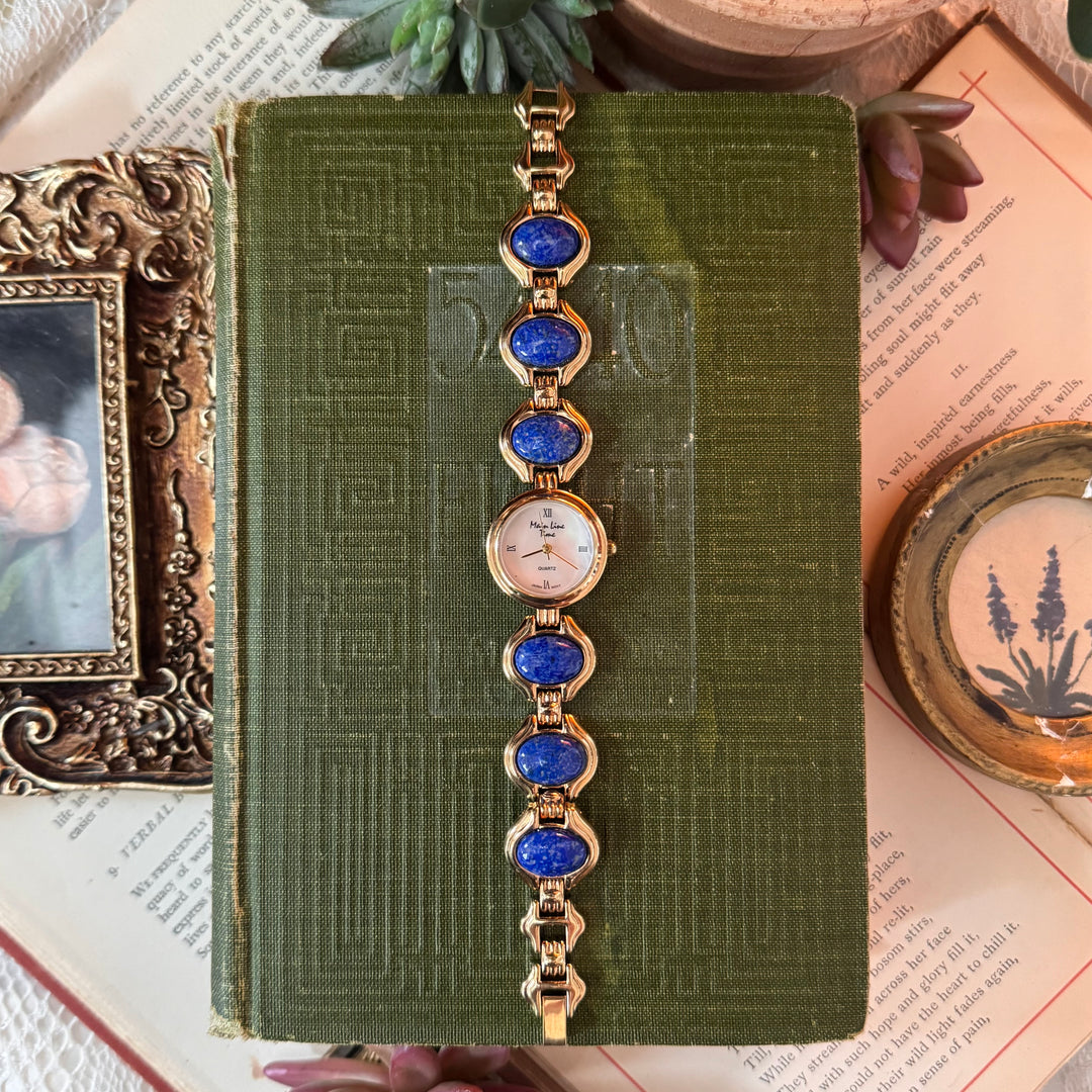 Gold Watch with Lapis Lazuli Stones