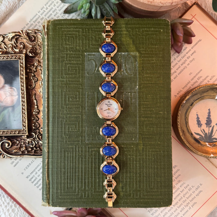 Gold Watch with Lapis Lazuli Stones