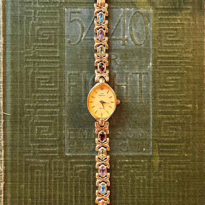 Gold Jules Jurgensen Watch with Genuine Gemstones